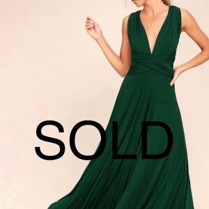 Lulus Tricks of the Trade Emerald Green Convertible Jersey Maxi Dress Gown S M L